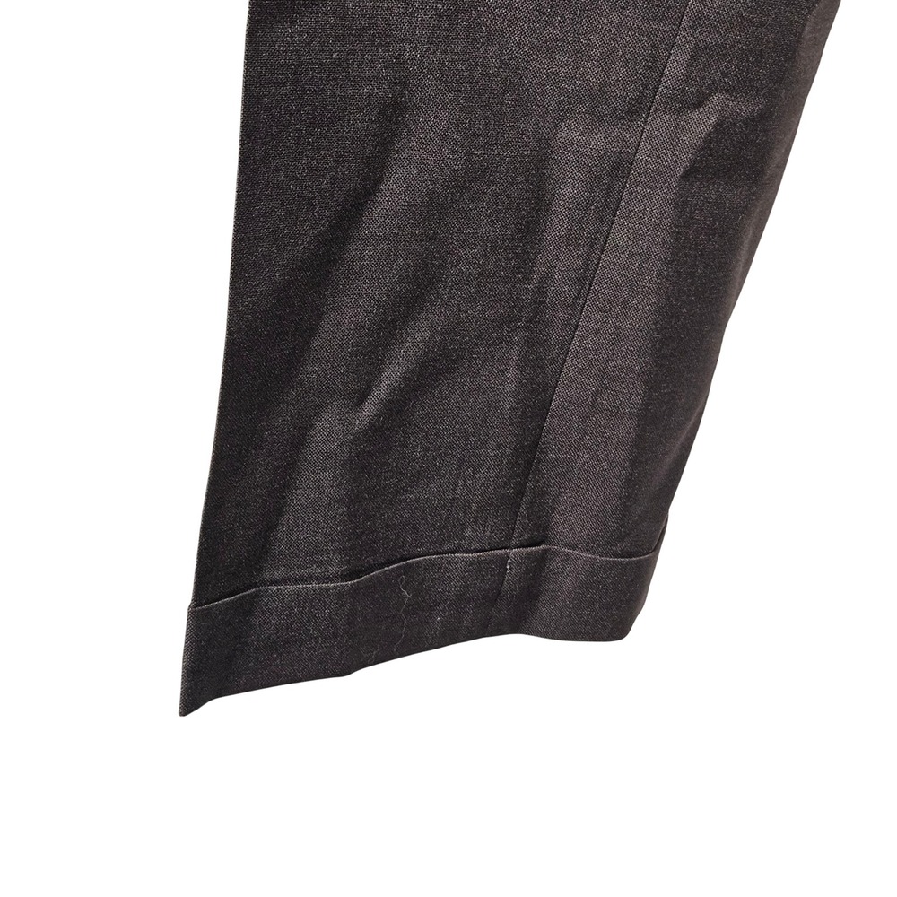 Cricketeer Men's 100% Wool Dress Trousers Brown Charcoal Cuffed Flat Front Waist - Picture 4 of 7